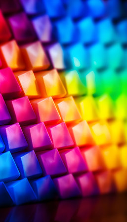 Colorful abstract background of cubes in the form of a rainbow.の素材