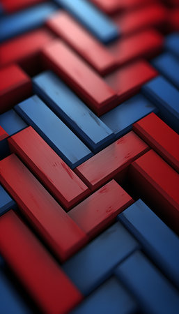 3d rendering of abstract geometric shapes in red, blue and black colorsの素材