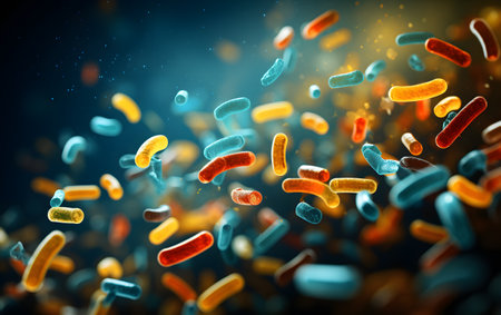 High quality rendering of bacteria in abstract background. 3d illustrationの素材