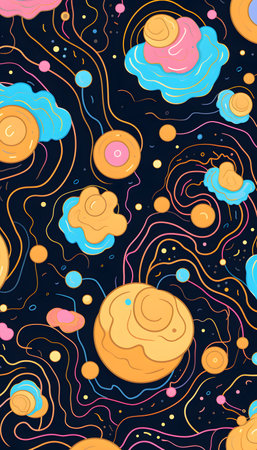 Seamless pattern with planets. Vector illustration in cartoon style.の素材
