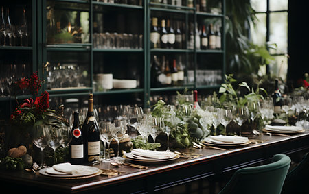 Wine tasting in a restaurant. Wine tasting in a restaurant.の素材