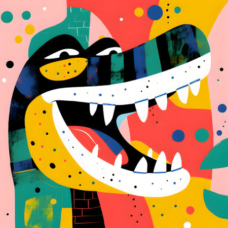 Vector illustration of a monster on a multicolored abstract background.の素材