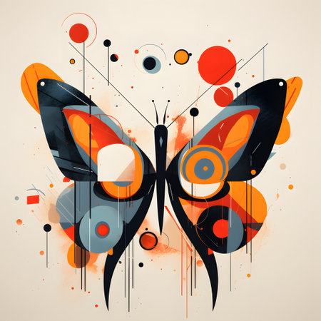 Abstract colorful butterfly on grunge background. Vector illustration for your designの素材