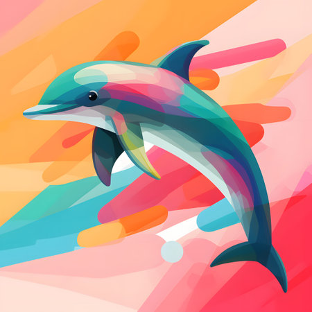 Dolphin on abstract colorful background. Vector illustration. Eps 10.の素材