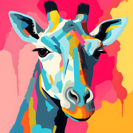 Giraffe head on colorful background. Vector illustration for your designの素材