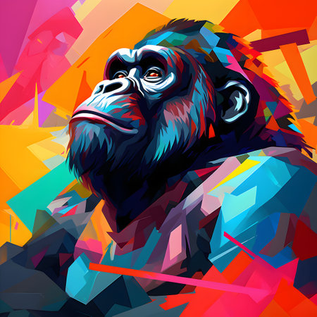 gorilla head on colorful background, vector illustration, eps10の素材