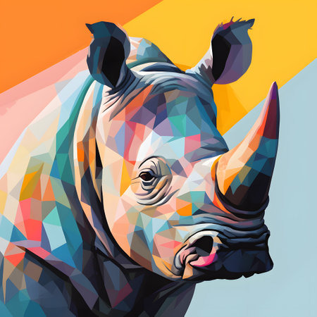 Rhinoceros rhinoceros vector illustration. low poly stylingの素材