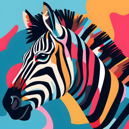 Zebra head on colorful background. Vector illustration for your design.の素材