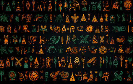 Set of hand drawn doodle tribal elements. Vector illustration.の素材