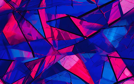 abstract background with blue and pink triangles in the form of broken glassの素材