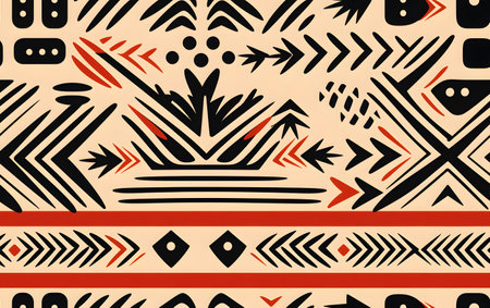 African seamless pattern. Ethnic ornament on the carpet. Aztec style. Tribal pattern. Vector illustration for web design or print.の素材