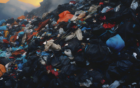 Pile of garbage and plastic waste in the trash dump, pollution conceptの素材
