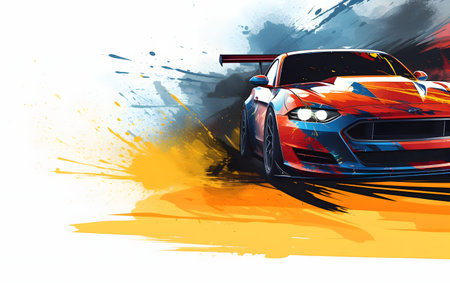 Sport car racing on the road. Vector illustration. Eps 10.の素材