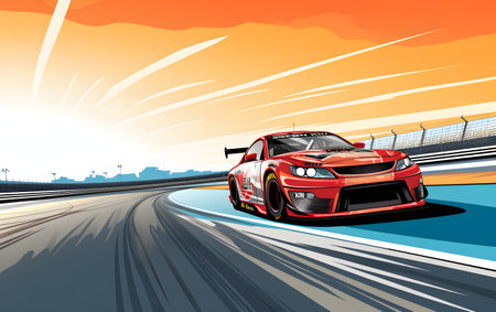 Sport car racing on the road. Vector illustration. Eps 10.の素材