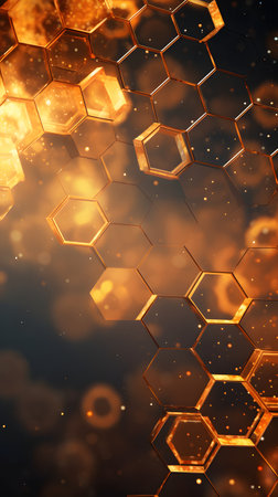 Abstract background with honeycombs. 3D illustration, 3D rendering.の素材