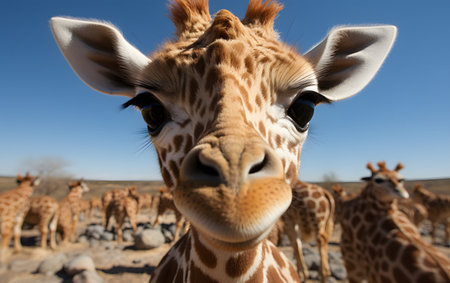 Portrait of a giraffe in the Etosha National Park, Namibiaの素材