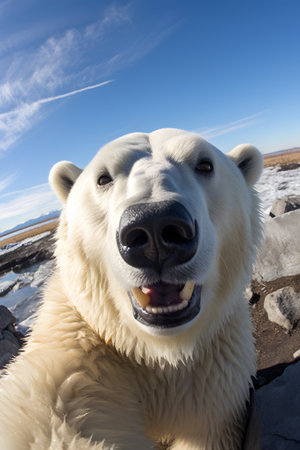 Polar bear (Ursus maritimus) on the north pole of Icelandの素材