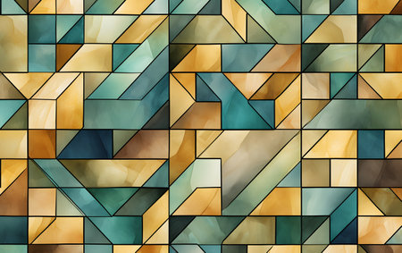 abstract stained-glass mosaic background, computer generated illustration, square formatの素材