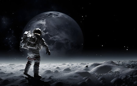 Astronaut in outer space. Mixed media. Mixed media. mixed-mediaの素材