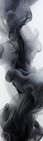 Abstract black smoke on a white background. 3d render, 3d illustration.の素材