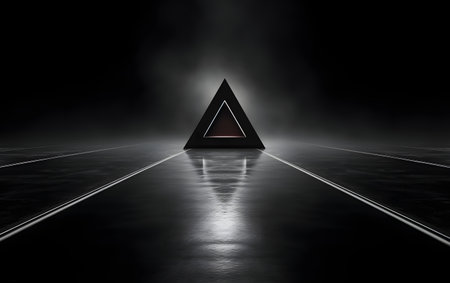 3d rendering of an abstract background with a black triangle in the middleの素材