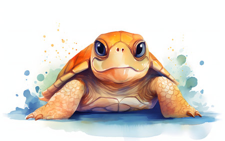 turtle on a white background. watercolor painting. vector illustrationの素材