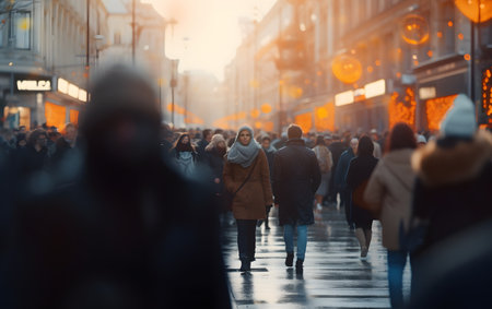 People walking on Oxford street in London, UK.の素材