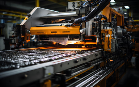 Production line of the factory. CNC automatic turning machine. industrial backgroundの素材
