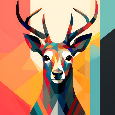 Deer head low poly geometric background. vector illustration eps 10の素材