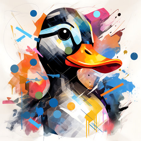 Colorful abstract background with a duck. Modern design. Vector illustration.の素材