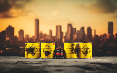 Radioactive waste in a yellow tin can.の素材