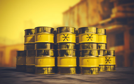 Radioactive waste in a yellow tin can.の素材