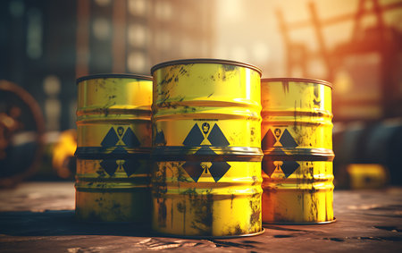 Radioactive waste in a yellow tin can.の素材