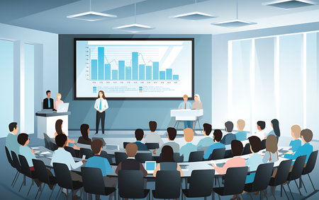 Business Conference and Presentation. Conference Room with People. illustrationの素材