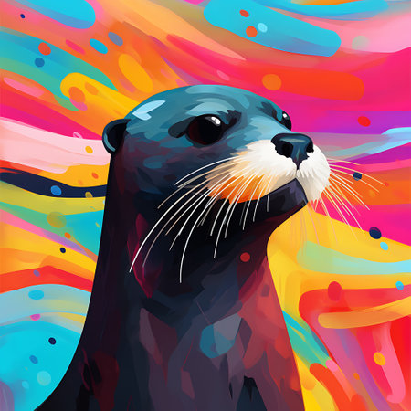 Vector illustration of a seal on a multicolored abstract background.の素材