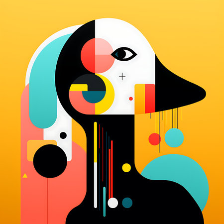 Abstract geometrical portrait of a black dog. Vector illustration.の素材