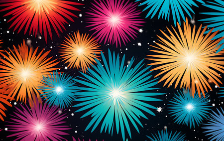 Fireworks background with stars and fireworks. Vector illustration. Eps 10.の素材