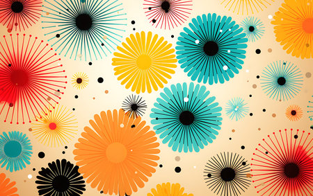 Retro floral background with sunflowers. Vector Illustration.の素材