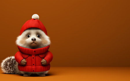 cute persian kitten in santa claus hat on christmas backgroundの素材