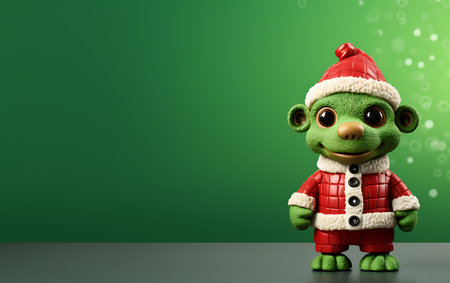 Cute cartoon crocodile with Santa Claus hat. 3d renderingの素材