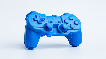 Gamepad isolated on white background. Blue game controller. Video game console.の素材