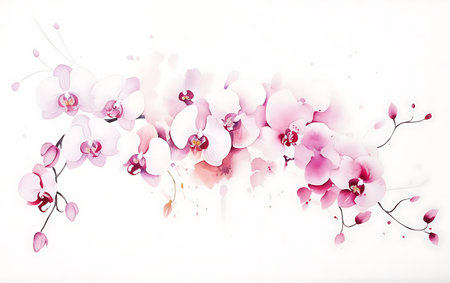 Watercolor background with orchids. Vector illustration for your designの素材