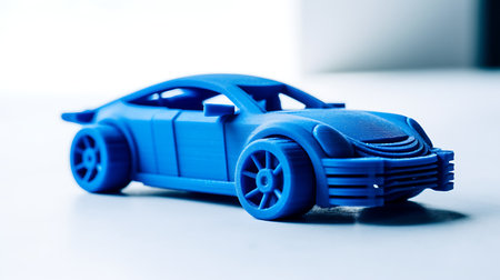 Blue toy car on a white background. Toy car. Toy car.の素材