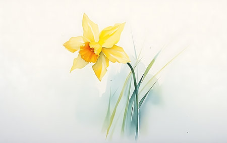 Yellow daffodils isolated on white background. Spring flowers.の素材