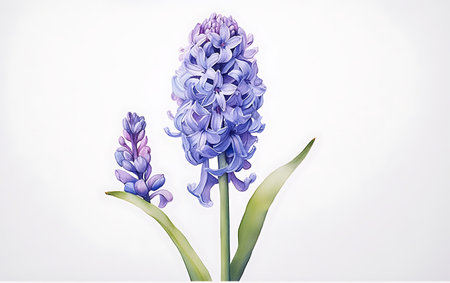 Blue hyacinth on a white background. Watercolor illustration.の素材