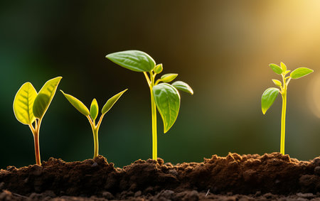 Green seedling illustrating concept of new life and investment in green businessの素材