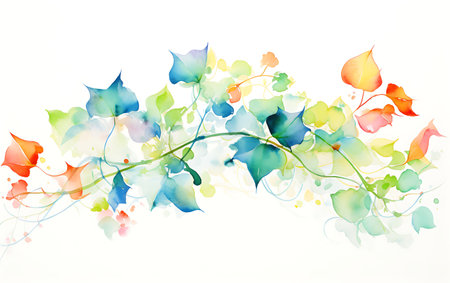 Watercolor background with bougainvillea flowers, vector illustrationの素材