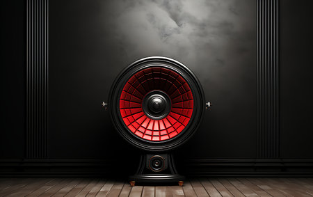 Audio speaker on a black background. 3d render, 3d illustration.の素材