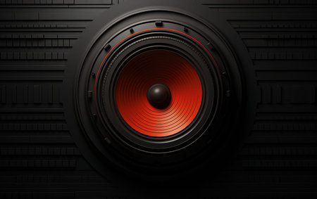 Realistic 3D Render of a Loudspeaker on Black Backgroundの素材