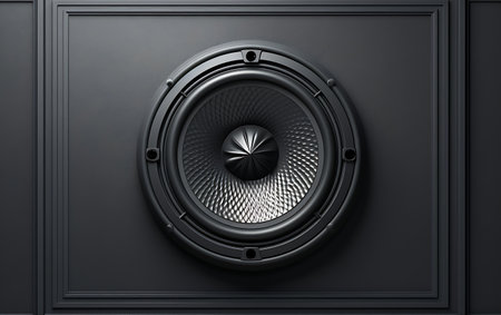 3d render of speaker on a black background. Music concept.の素材